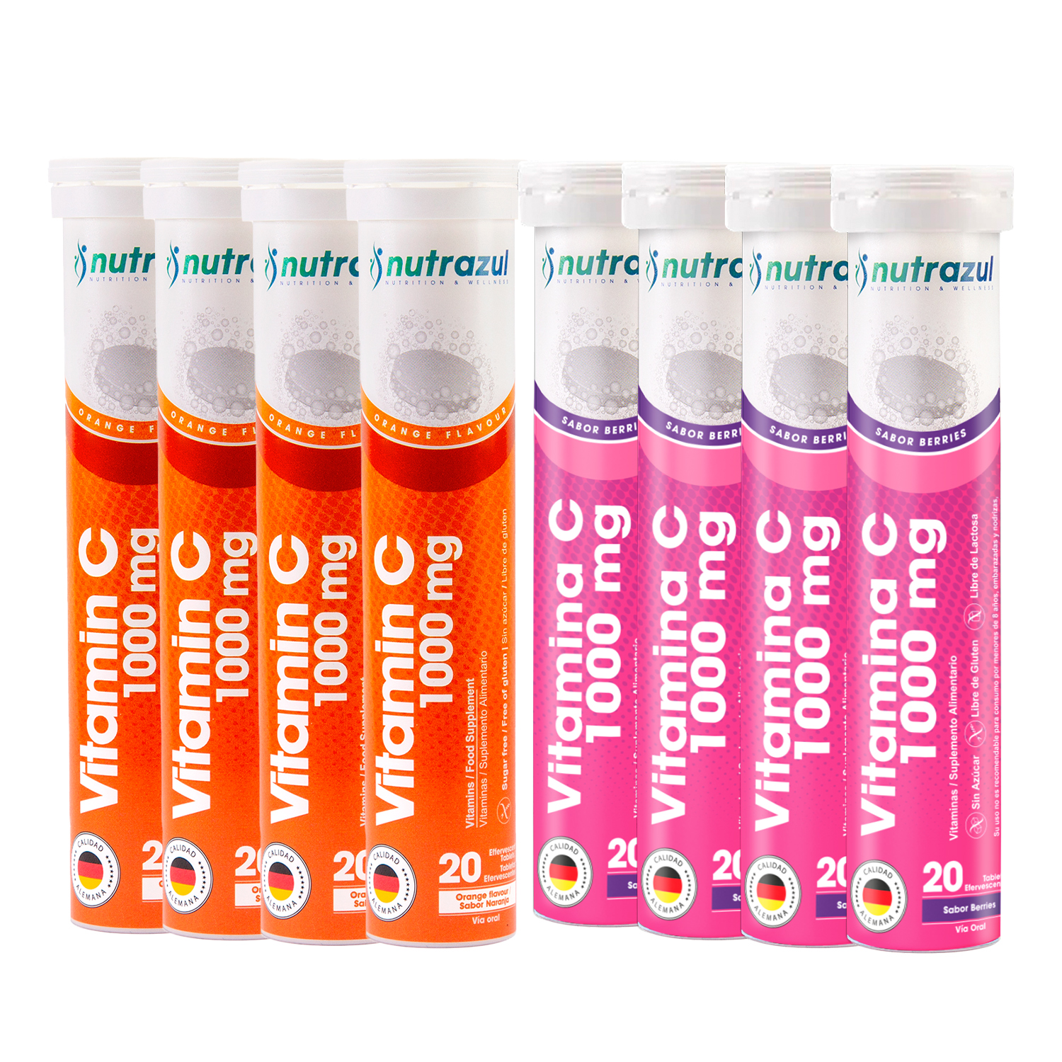 VITAMINA C 1000 MG NUTRAZUL -PACK 8- SABORES - 1