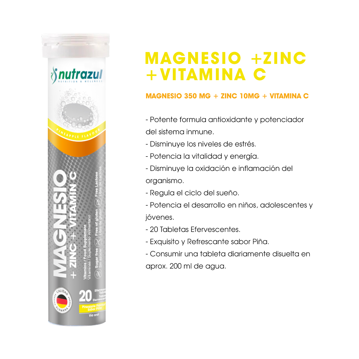 VITAMINA C 1000 MG (3) + MAGNESIO -ZINC (3)- PACK 6K 3 UNIDADES - SABOR NARANJA - 5