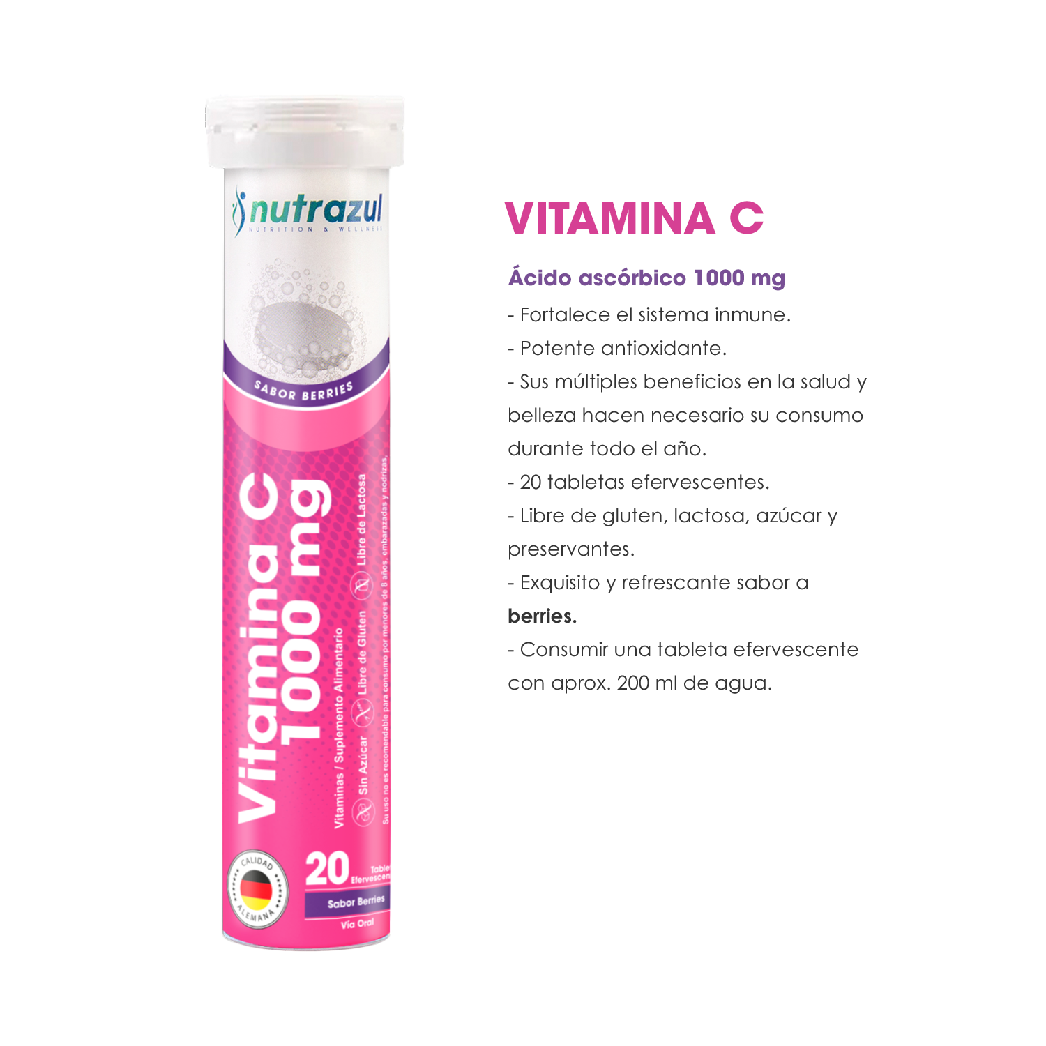 VITAMINA C 1000 MG (3) + MAGNESIO -ZINC (3)- PACK 6K 3 UNIDADES - SABOR NARANJA - 6
