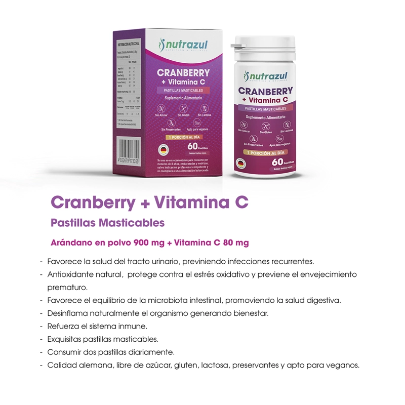 CRANBERRY + VITAMINA C NUTRAZUL- PACK 3 UNIDADES - 4