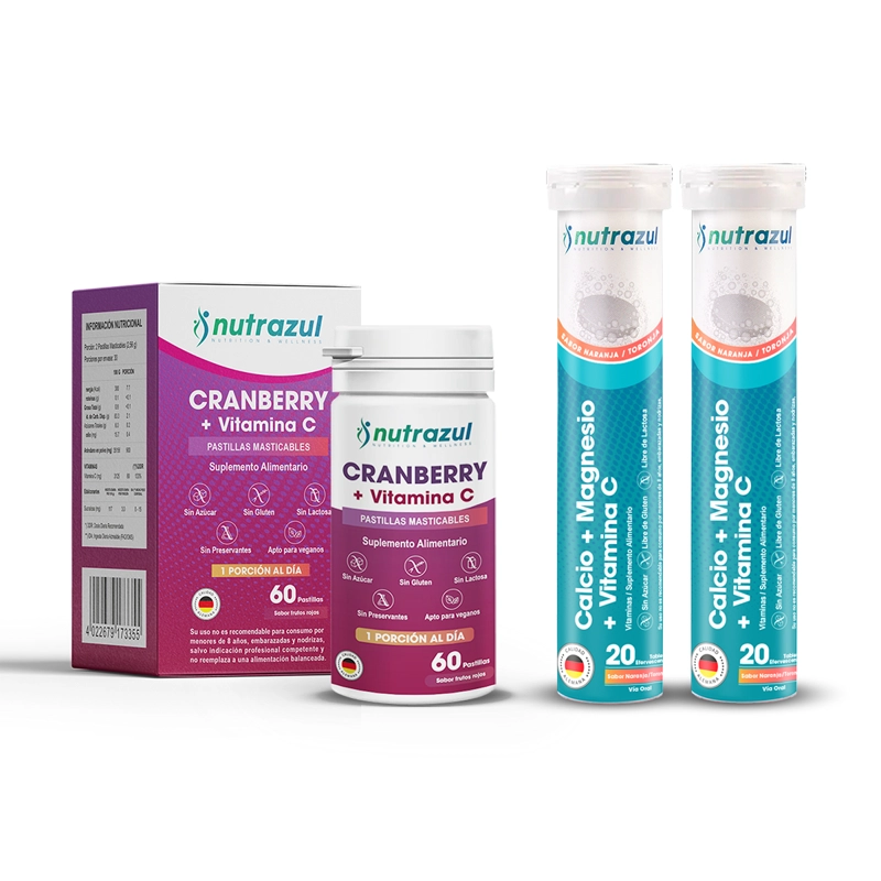 CRANBERRY VIT C + CALCIO - MAGNESIO  NUTRAZUL - PACK 3 U - 1