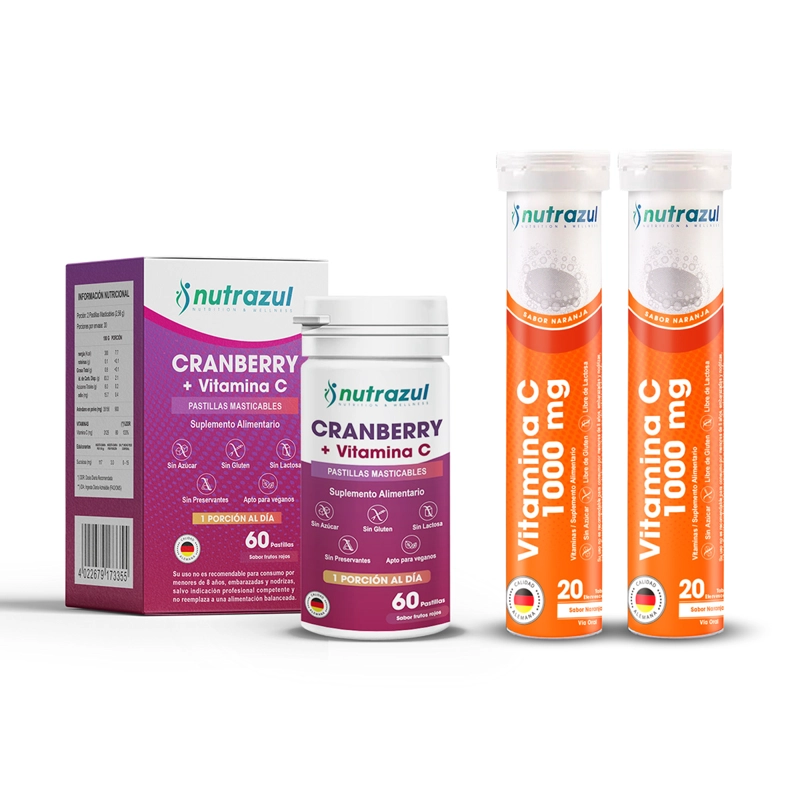CRANBERRY  + VITAMINA C 1000 MG  - NUTRAZUL - PACK 3 - 1
