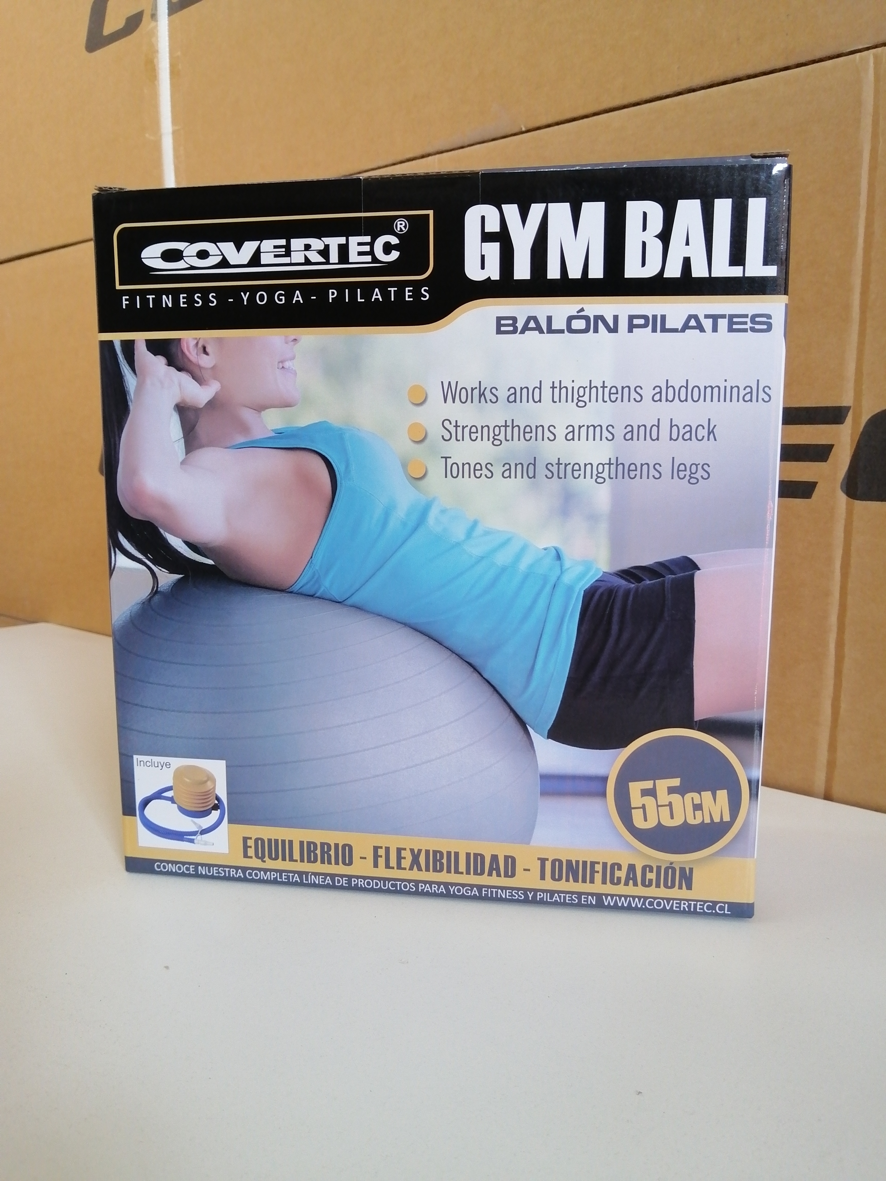 BALON PILATES COVERTEC 55CM (INCLUYE BOMBIN) - 1