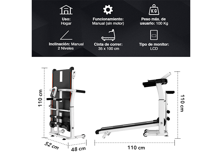 TROTADORA CAMINADORA PLEGABLE PLUS HOME FITNESS - 3