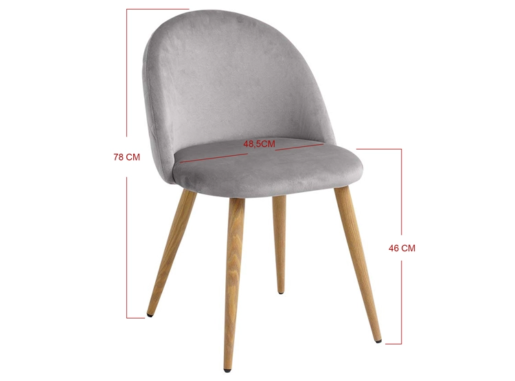 PACK 4 SILLAS COMEDOR SITIAL TERCIOPELO GRIS - 4