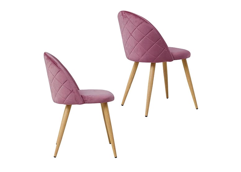 SILLAS COMEDOR NOVAHUS SITIAL TERCIOPELO ROSA PACK 4 - 1