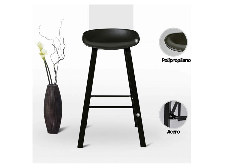 PISOS BAR NOVAHUS 52839 NEGRO PACK 4 TABURETE ESTILO NÓRDICO - 4