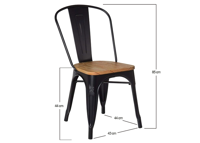 PACK 4 SILLAS NOVAHUS TOLIX VINTAGE NEGRO ASIENTO MADERA - 3