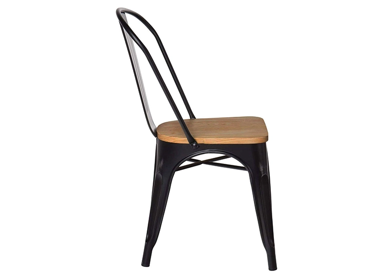 PACK 4 SILLAS NOVAHUS TOLIX VINTAGE NEGRO ASIENTO MADERA - 5
