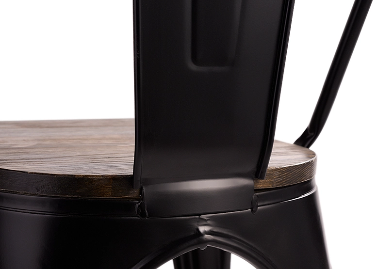 PACK 4 SILLAS NOVAHUS TOLIX VINTAGE NEGRO ASIENTO MADERA - 7