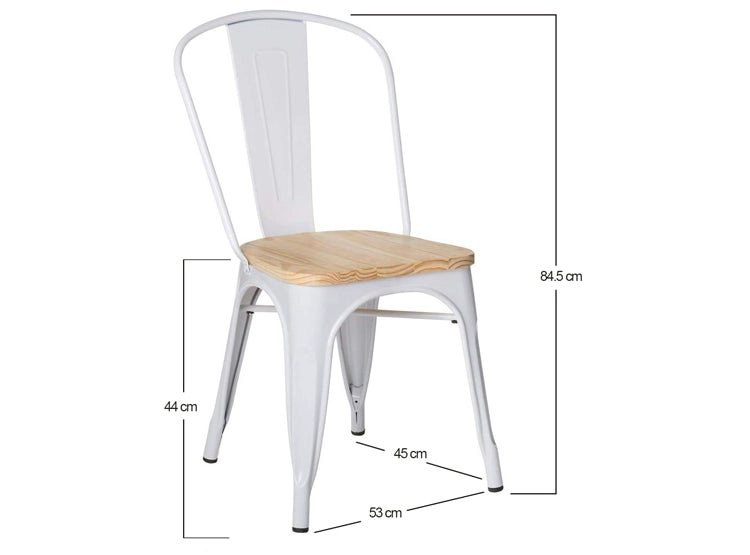 PACK 4 SILLAS NOVAHUS TOLIX BLANCO ASIENTO MADERA - 3