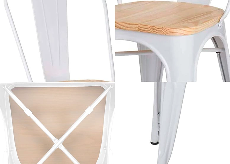 PACK 4 SILLAS NOVAHUS TOLIX BLANCO ASIENTO MADERA - 5