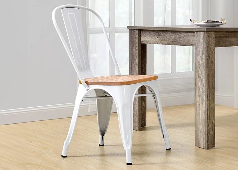 PACK 4 SILLAS NOVAHUS TOLIX BLANCO ASIENTO MADERA - 6
