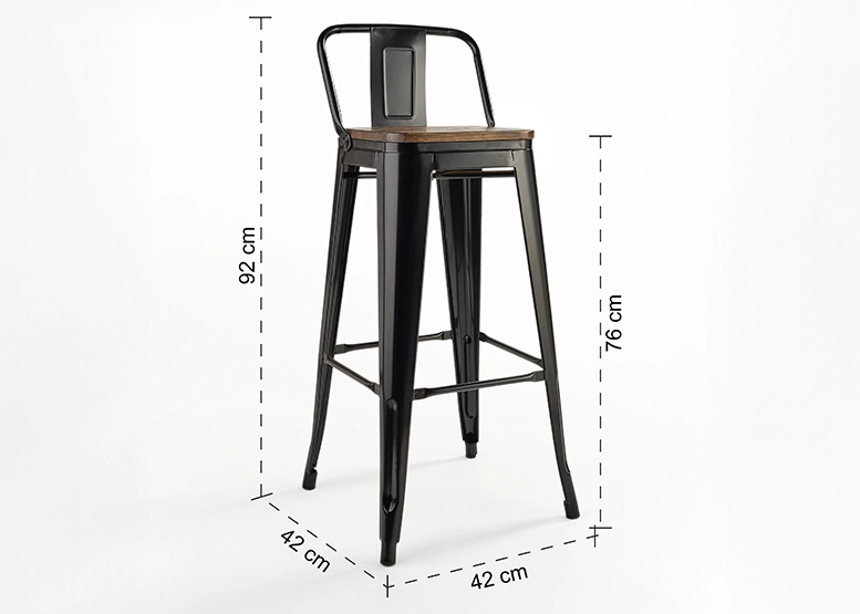 PISOS BAR NOVAHUS TOLIX NEGRO PACK 4 ASIENTO MADERA - 3