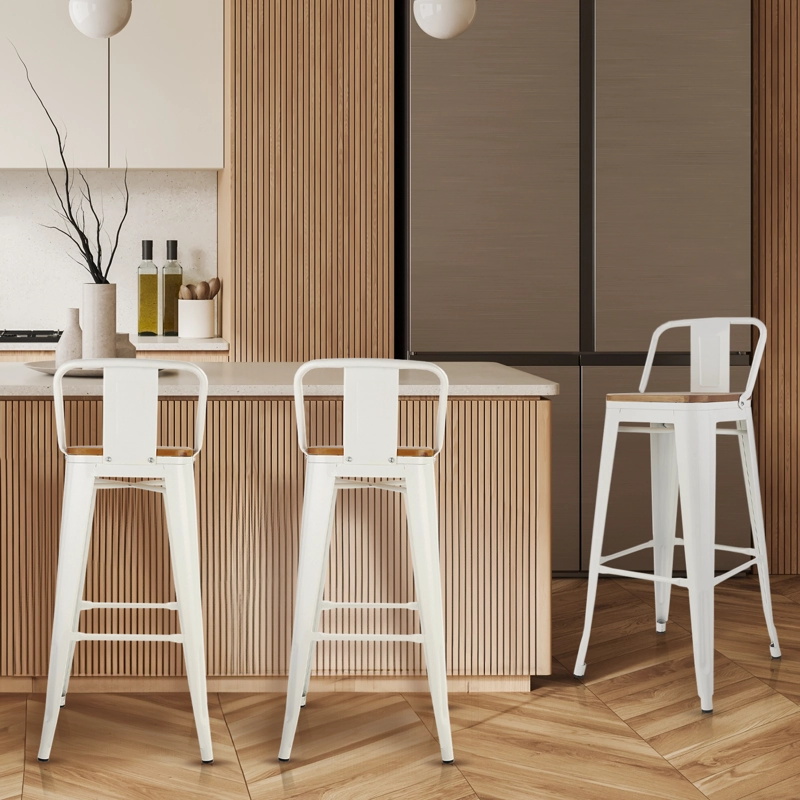PACK 4 PISOS BAR TOLIX ASIENTO MADERA BLANCO - 2