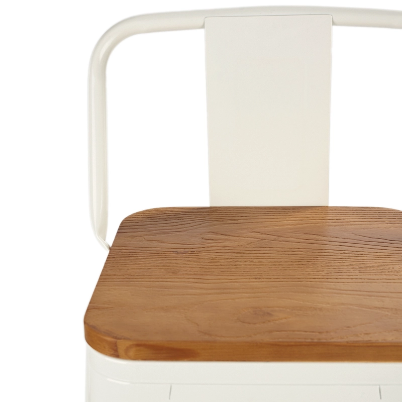 PACK 4 PISOS BAR TOLIX ASIENTO MADERA BLANCO - 6