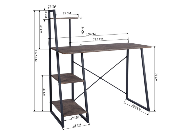 ESCRITORIO REPISAS MDF Y METAL - 3