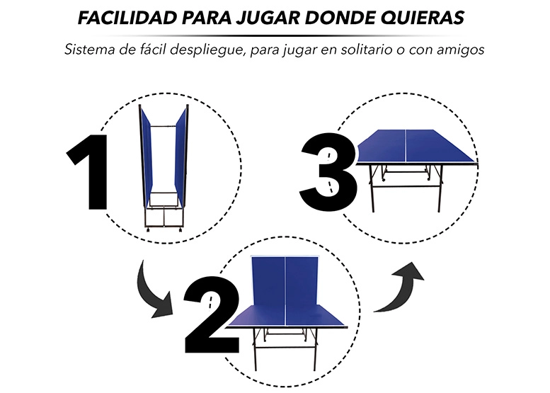 MESA DE PING PONG ATLETIS ACERO 76 CM X 274 CM PLEGABLE AZUL - 5