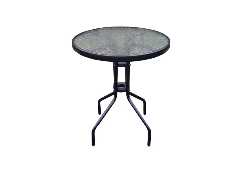 MESA DE TERRAZA DE VIDRIO Y ACERO - 1