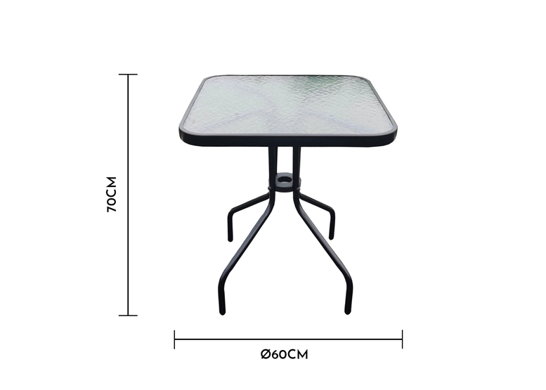 MESA DE TERRAZA DE VIDRIO Y ACERO CUADRADA NEGRO - 3
