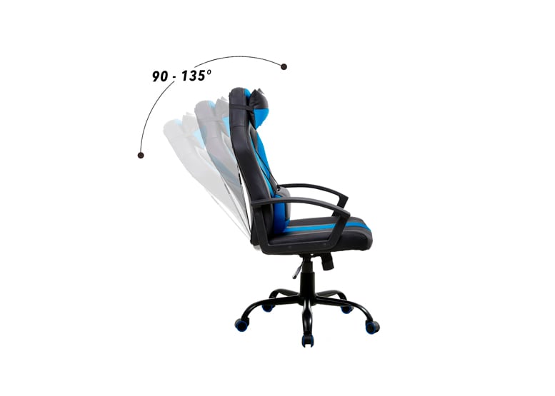 SILLA GAMER RECLINABLE Y ALTURA AJUSTABLE AZUL - 4