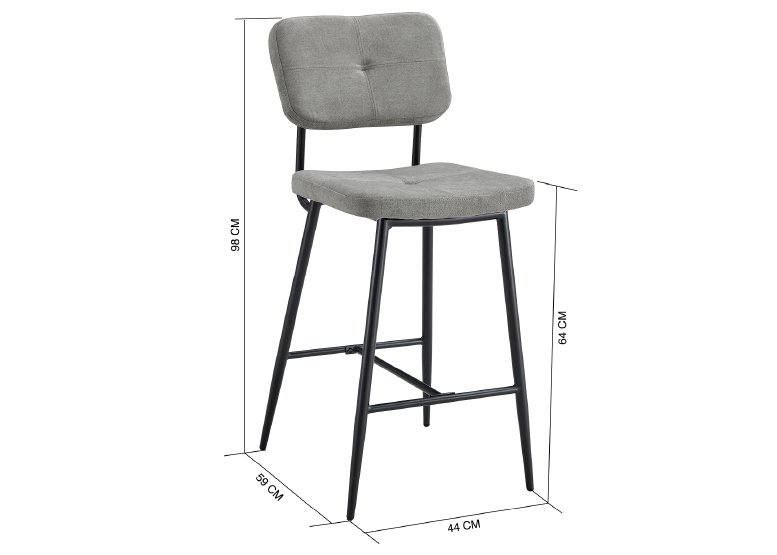 PACK 2 PISO BAR ESPALDAR ACOLCHADO GRIS - 3
