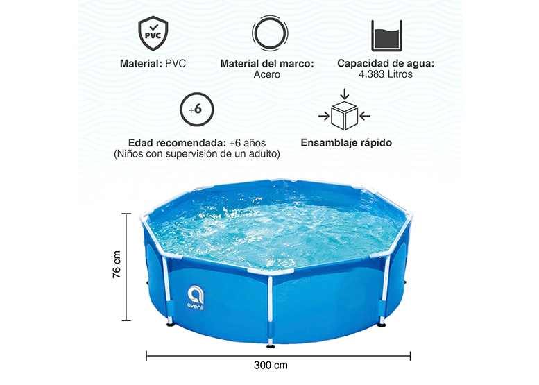 PISCINA ESTRUCTURAL AVENLI 76X300 CM 4383 L CELESTE - 3