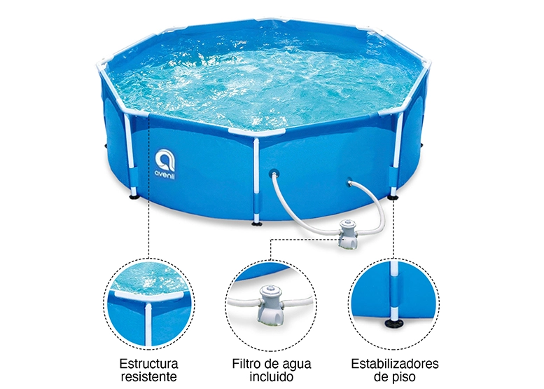 PISCINA AVENLI 76X300 CM CON FILTRO 4383 L CELESTE - 4