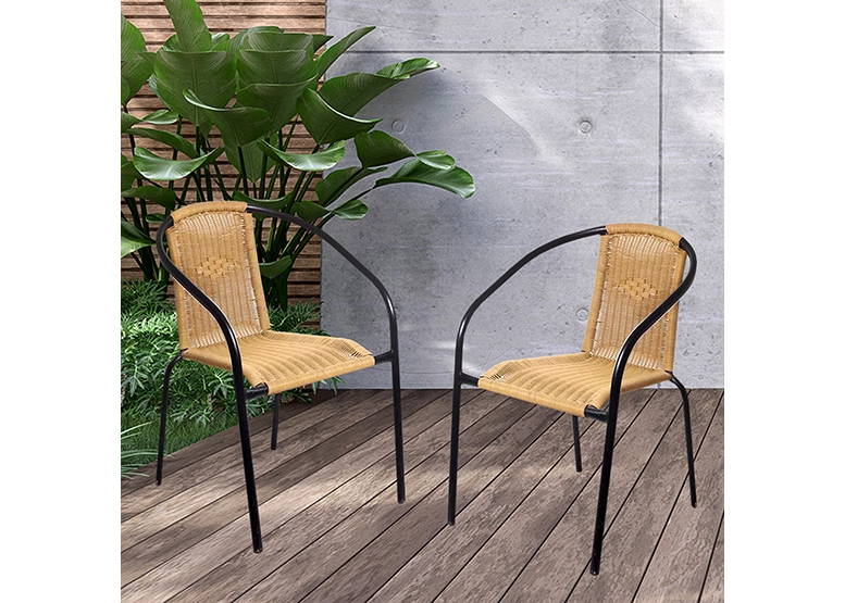 SILLAS TERRAZA NOVAHUS MACEIO ACERO BEIGE PACK 4 - 2