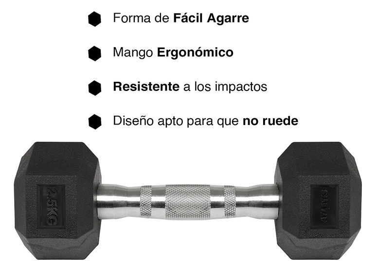 MANCUERNA HEXAGONAL 2.5 KG NEGRO - 5