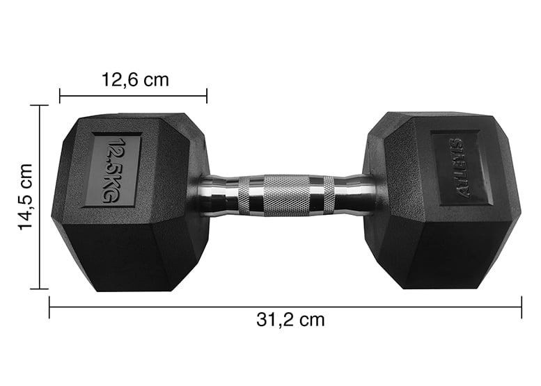 MANCUERNA ATLETIS ACERO / PVC 12.5 KG HEXAGONAL 12,5 NEGRO - 3
