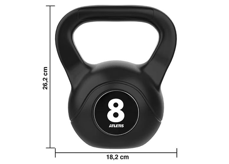 KETTLEBEL ATLETIS 8 KG L MANCUERNA PESA RUSA CEMENTO NEGRO - 3