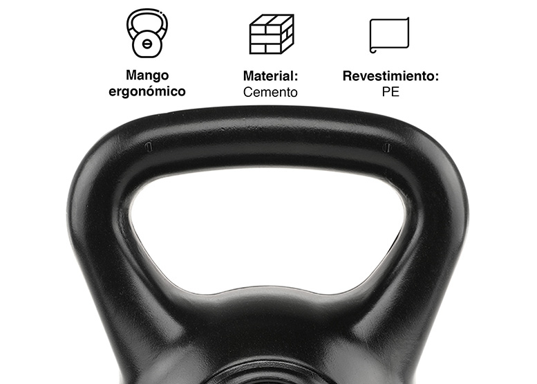 KETTLEBEL ATLETIS 8 KG L MANCUERNA PESA RUSA CEMENTO NEGRO - 5