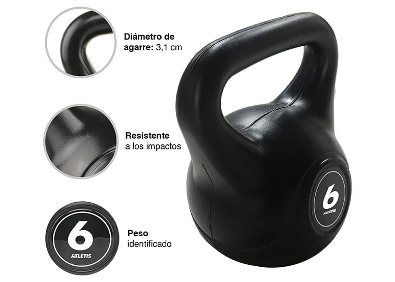 PESA RUSA KETTLEBELL MANCUERNA PESA RUSA CEMENTO 6 KG NEGRO - 4