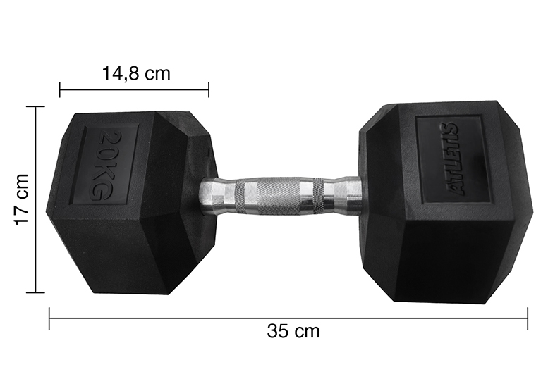 MANCUERNA ATLETIS ACERO / PVC 20 KG HEXAGONAL NEGRO - 3