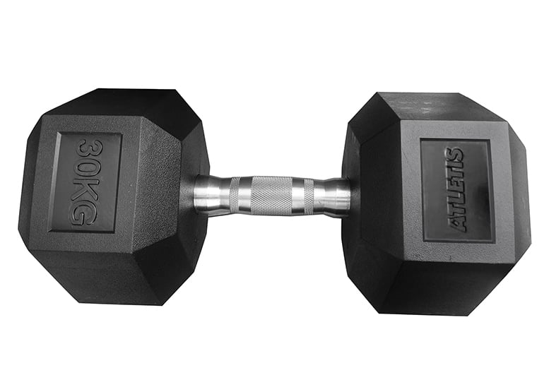 MANCUERNA ATLETIS ACERO / PVC 30 KG HEXAGONAL NEGRO - 1