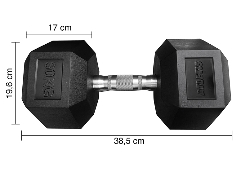 MANCUERNA ATLETIS ACERO / PVC 30 KG HEXAGONAL NEGRO - 3