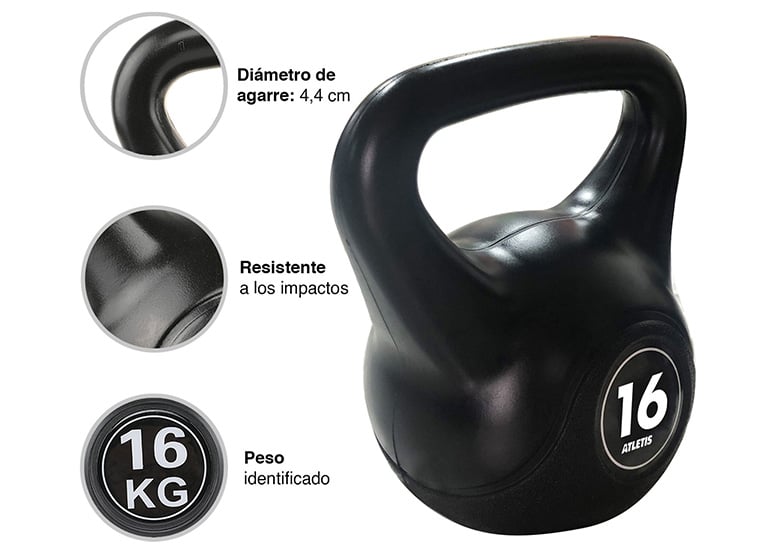 PESA RUSA KETTLEBELL MANCUERNA PESA RUSA CEMENTO 16 KG NEGRO - 4