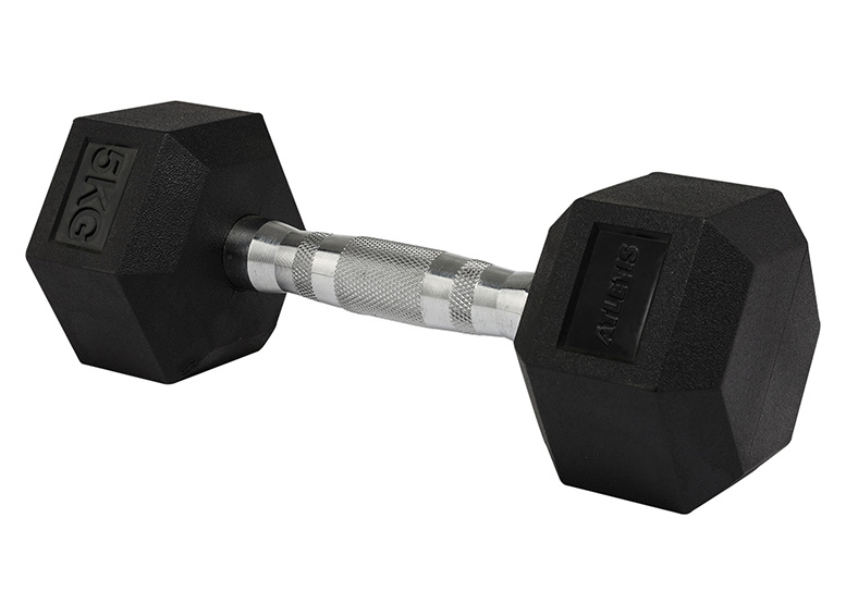 MANCUERNA ATLETIS ACERO / PVC 5 KG HEXAGONAL NEGRO - 1