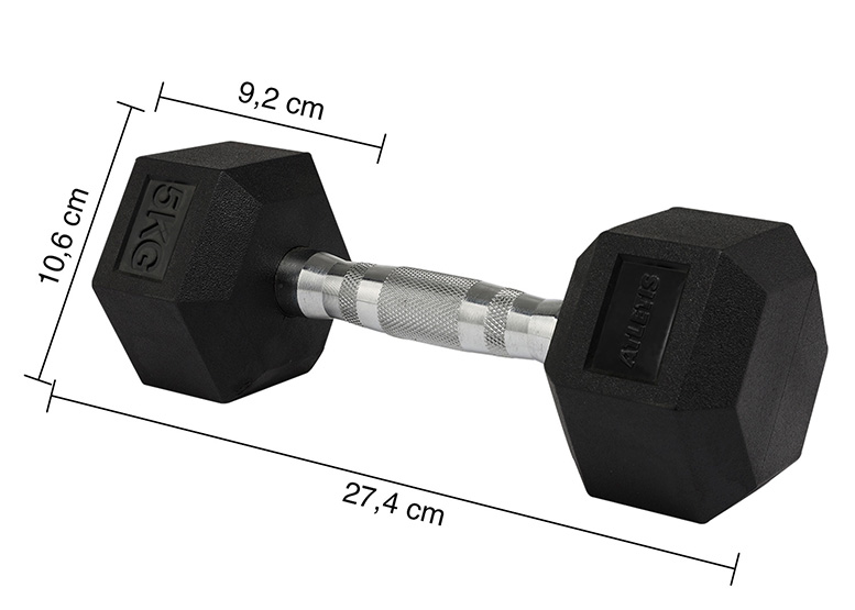 MANCUERNA ATLETIS ACERO / PVC 5 KG HEXAGONAL NEGRO - 3