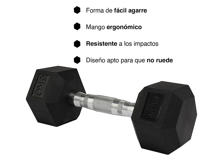 MANCUERNA ATLETIS ACERO / PVC 5 KG HEXAGONAL NEGRO - 5