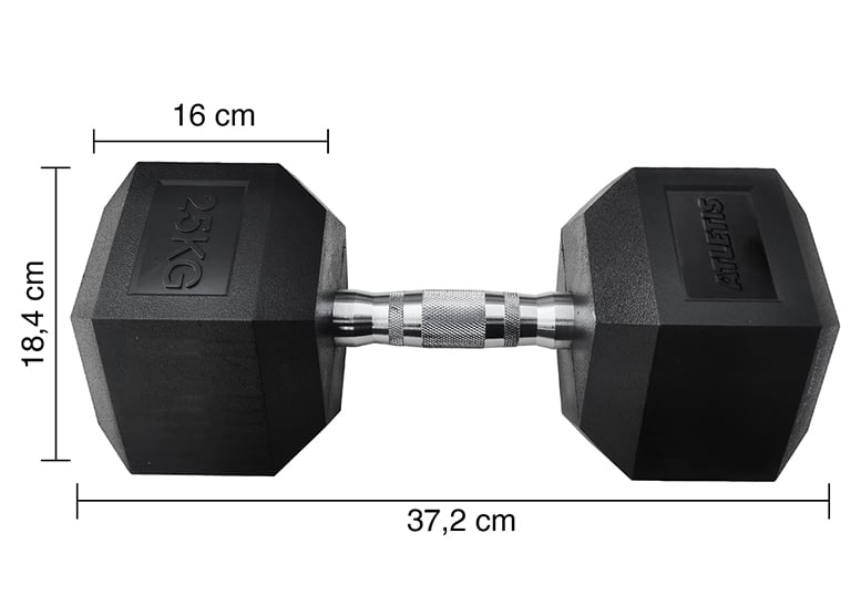 MANCUERNA ATLETIS ACERO / PVC 25 KG HEXAGONAL NEGRO - 3