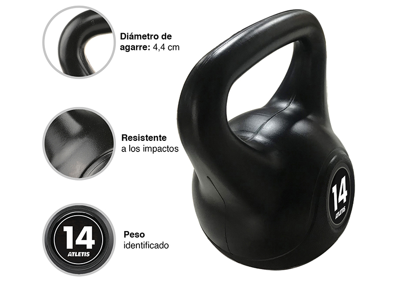 PESA RUSA KETTLEBELL MANCUERNA PESA RUSA CEMENTO 14 KG NEGRO - 4