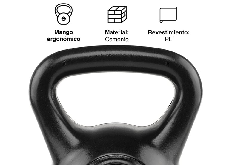 KETTLEBEL ATLETIS 12 KG L MANCUERNA PESA RUSA CEMENTO NEGRO - 5
