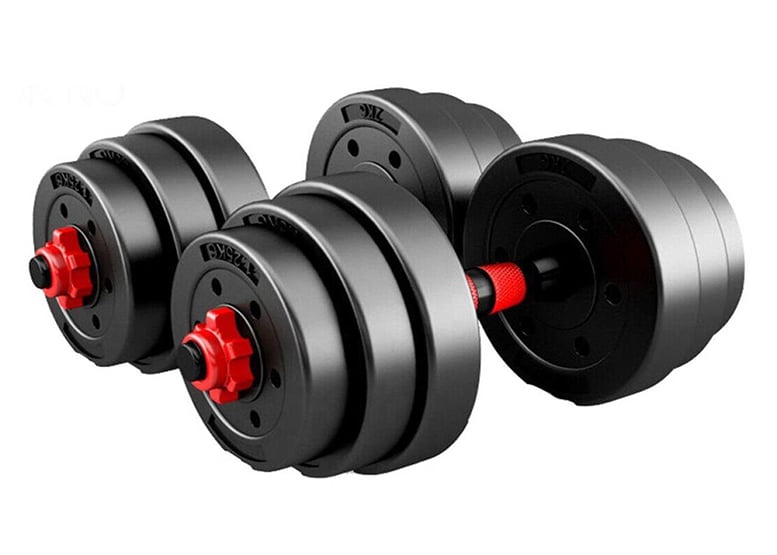 SET DE MANCUERNAS Y BARRA 20 KG 2 EN 1 NEGRO - 4