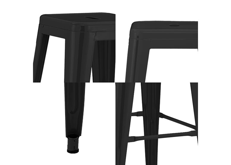 PACK 4 PISOS DE BAR METAL TOLIX NEGRO - 5