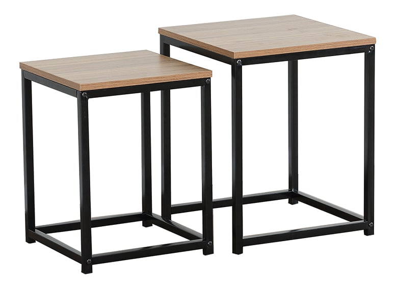 SET MESAS LATERALES AUXILIARES INDUSTRIAL CAFÉ - 1