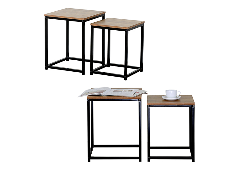 SET MESAS LATERALES AUXILIARES INDUSTRIAL CAFÉ - 4
