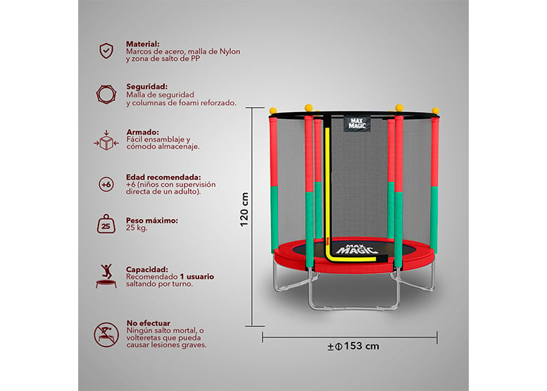 CAMA ELÁSTICA 152 CM ROJO - 3