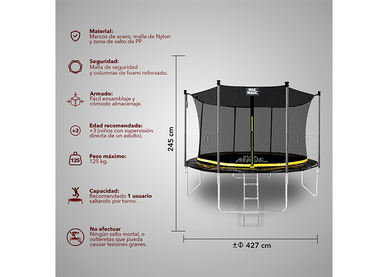 CAMA ELÁSTICA 426 CM (14 FT) NEGRO - 3